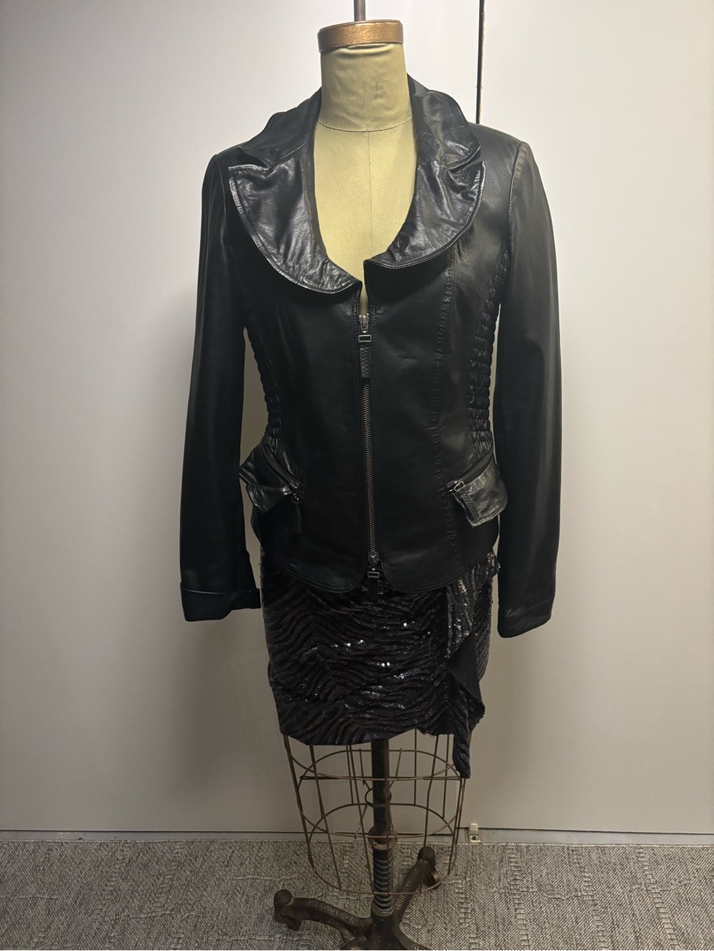 Classic Black Leather Zip-Front Women's Jacket